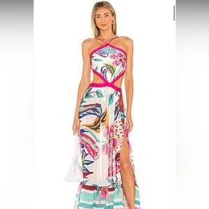 Women's Multicolor Flora Halter neck beach Maxi Dress